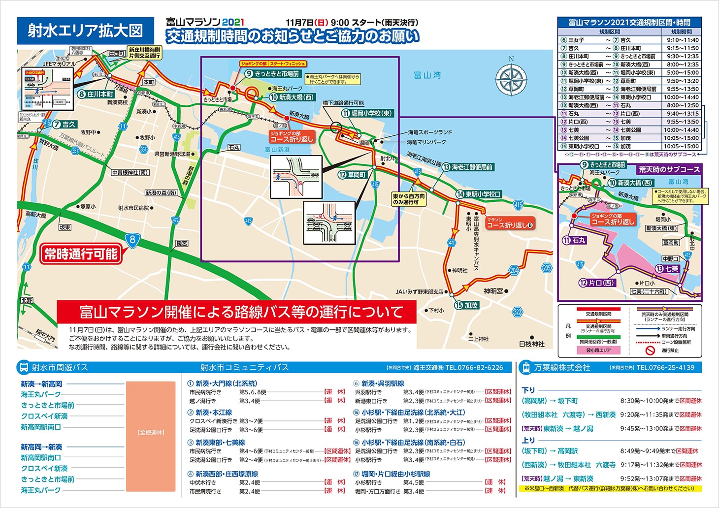 射水エリアの交通規制時間