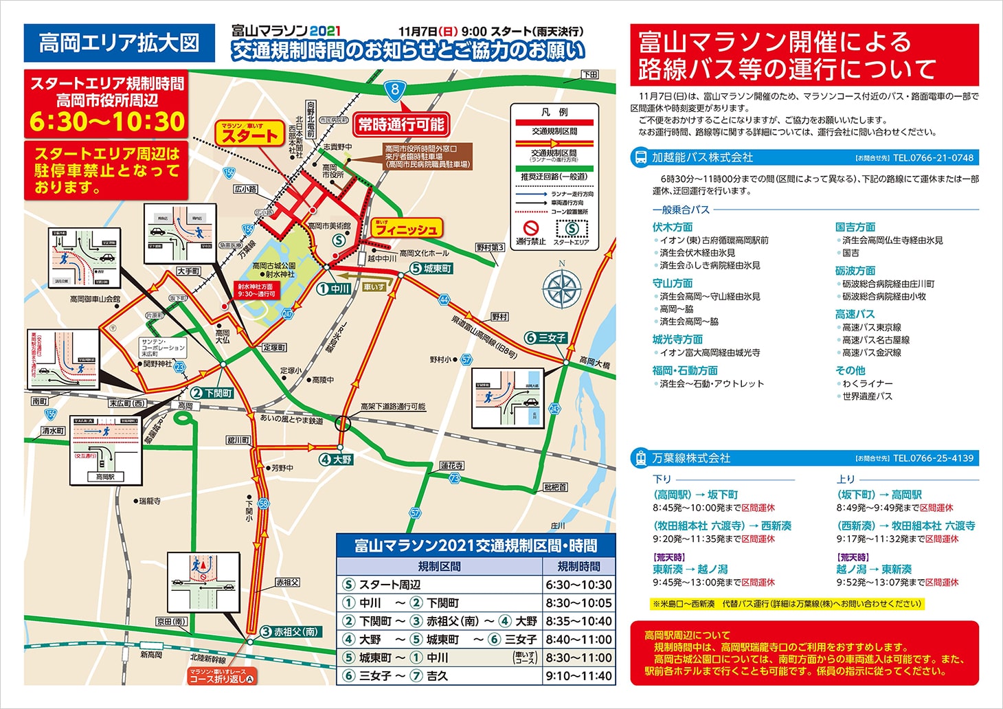 高岡エリアの交通規制時間