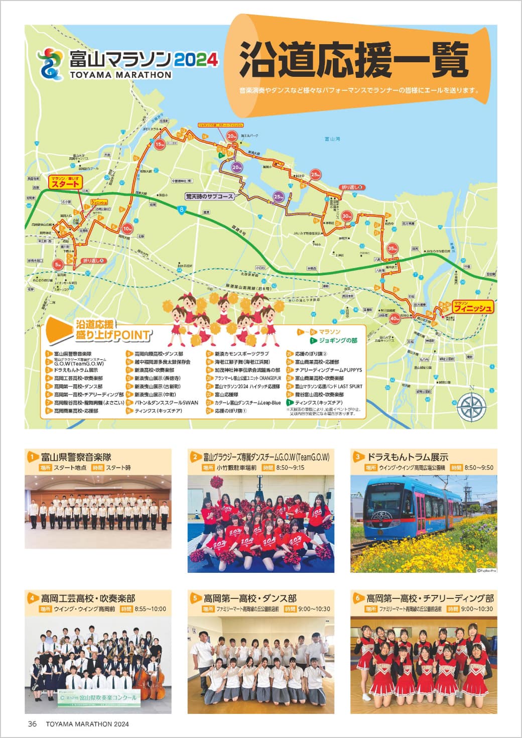 富山マラソン2024沿道応援一覧
